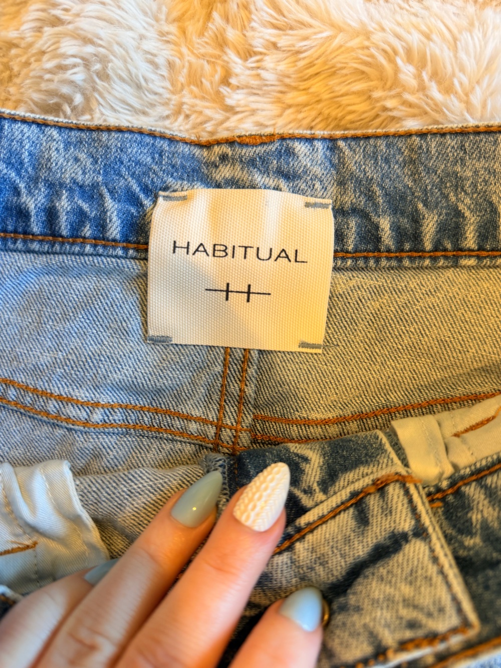 NWOT Habitual Two-Tone Denim Skirt in Blue and Light Blue - Picture 6 of 7